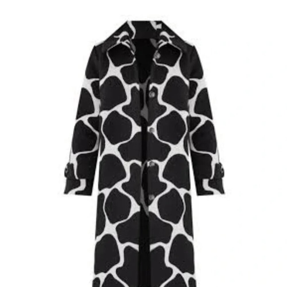 ANN TAYLOR Wool Blend Giraffe Print Mac Coat - Picture 2 of 14